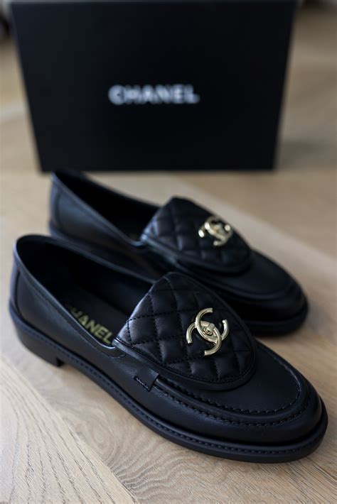 chanel shoe black|authentic Chanel loafers.